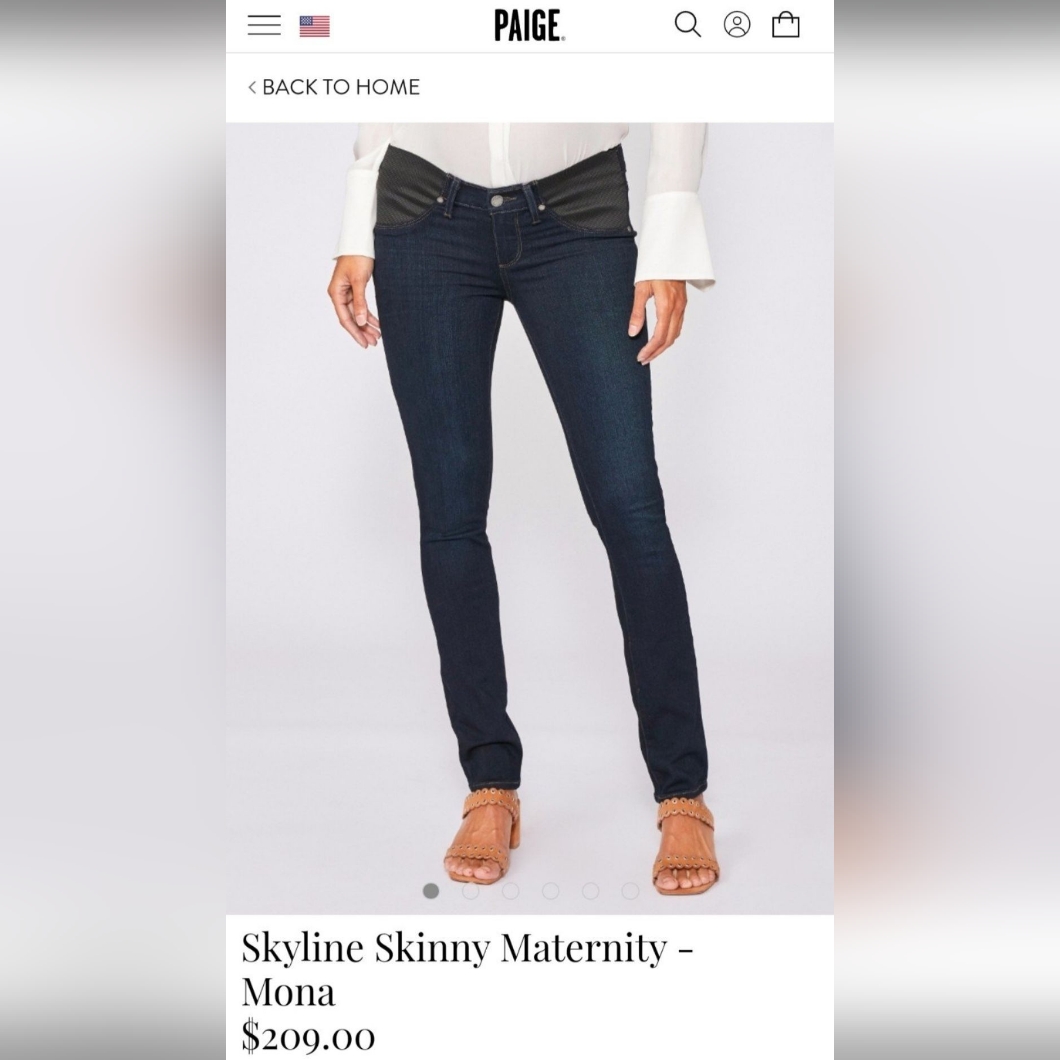 Paige Skyline Skinny Maternity - Mona Jeans Nwt